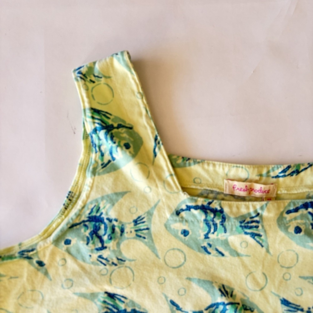 Fresh Produce Fish Tank Top Womens XL Yellow Cotton Beachy Coastal Summer Soft - Picture 2 of 7